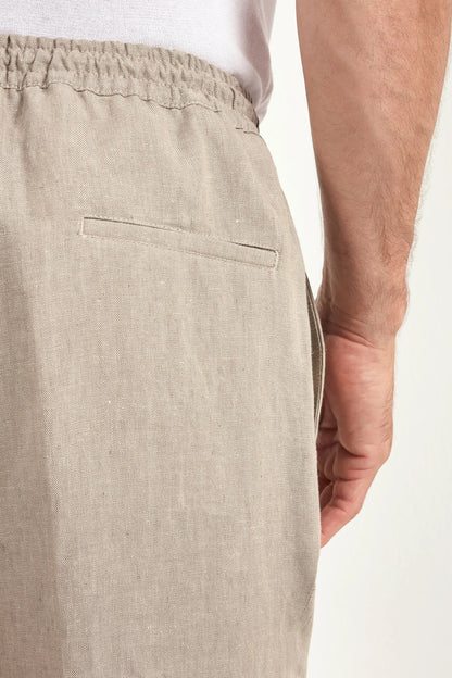 Taupe linen Alassio trousers - Made in Italy