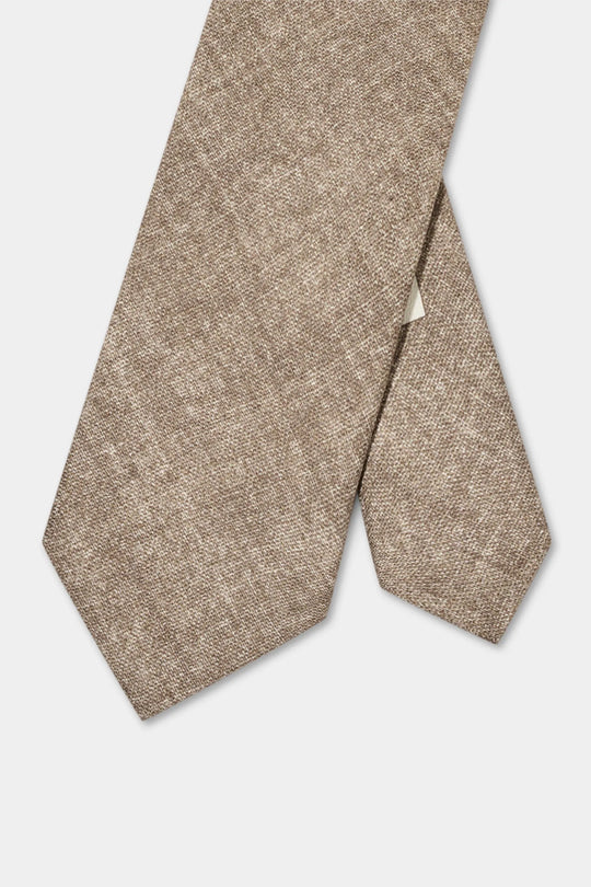 Tobacco printed silk tie - Made in Italy