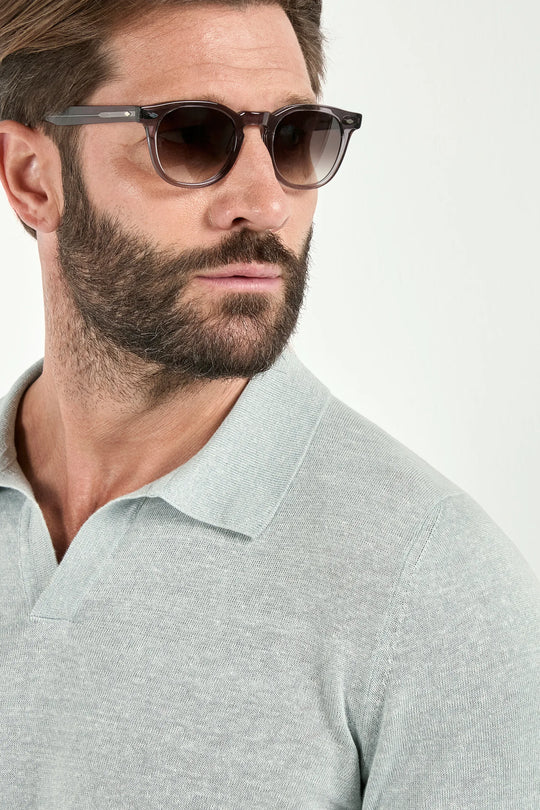 Water green cotton and linen polo - Made in Italy