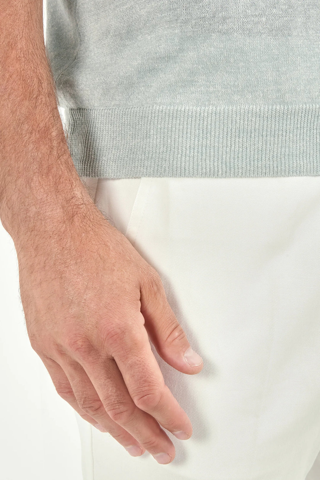 Water green cotton and linen polo - Made in Italy