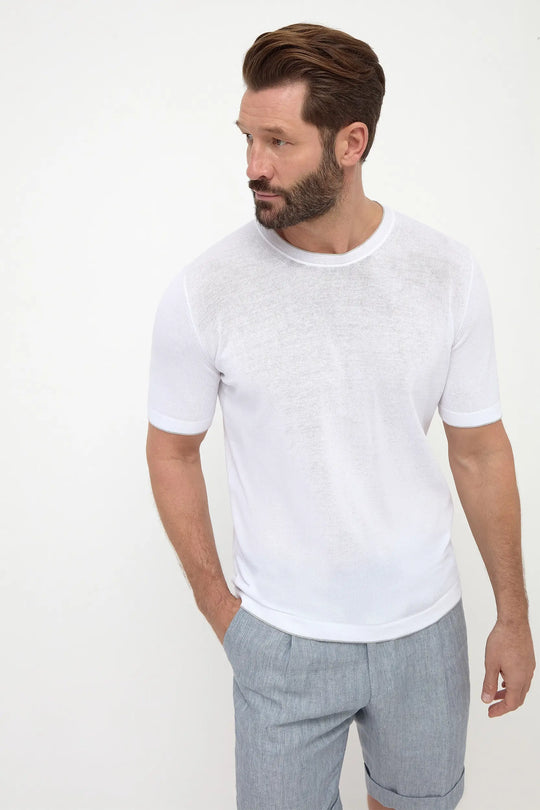 White knitted t-shirt - Made in Italy