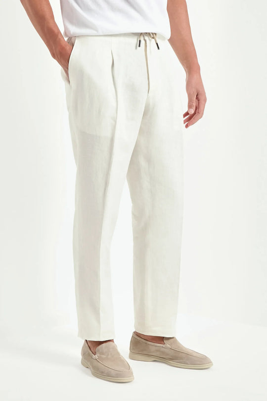 White linen Alassio trousers - Made in Italy