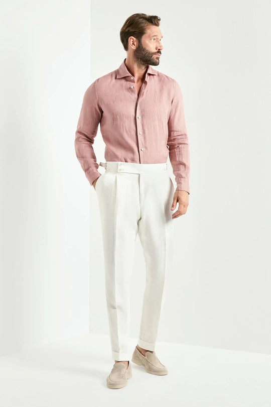 White linen Soragna trousers - Made in Italy