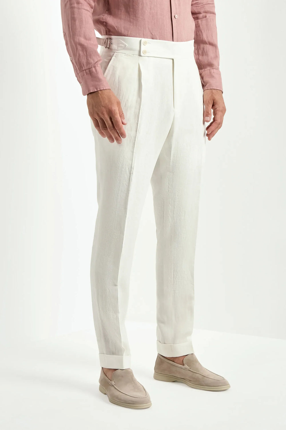 White linen Soragna trousers - Made in Italy