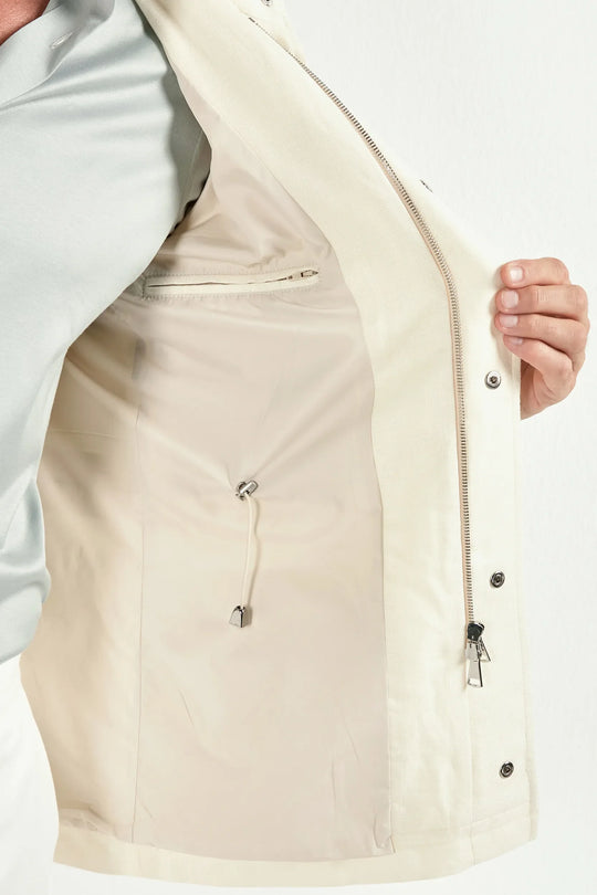 White linen blend field jacket - Made in Italy