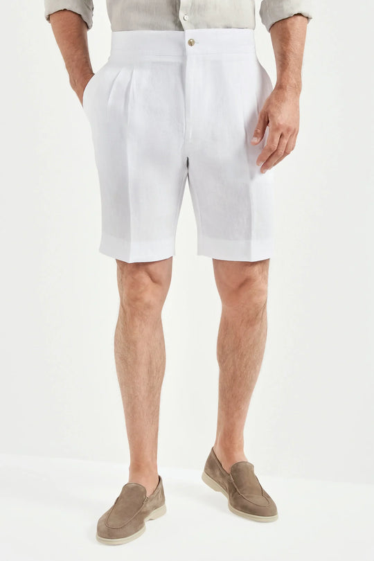 White linen relaxed shorts - Made in  Italy