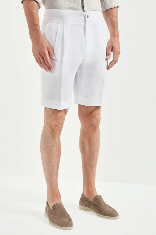 White linen relaxed shorts - Made in  Italy
