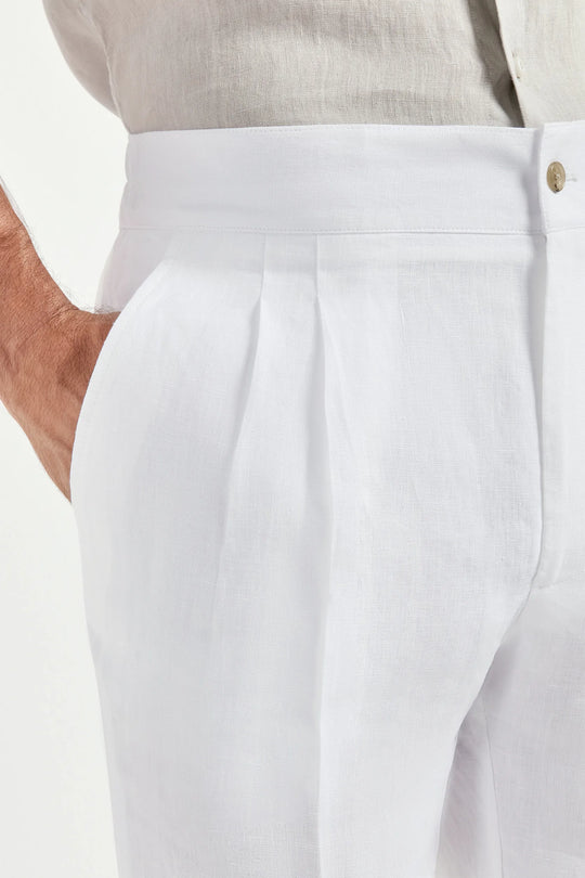 White linen relaxed shorts - Made in  Italy