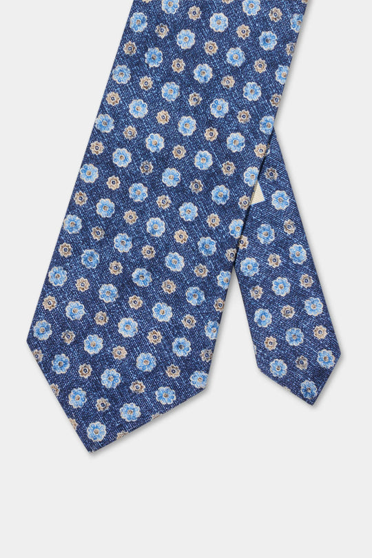 Blue fancy silk tie - Made in Italy