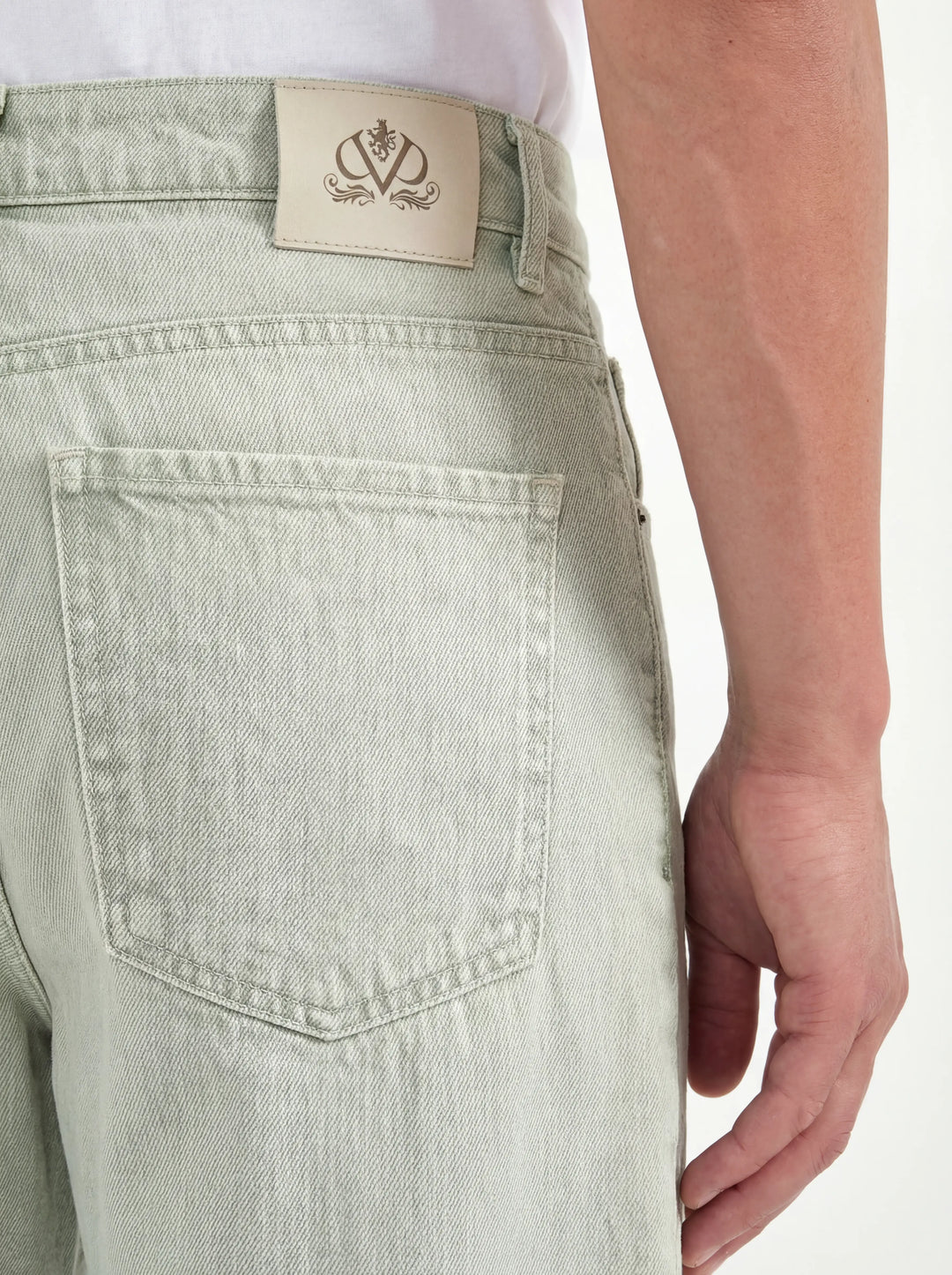 Light green straight linen blend jeans - Made in Italy