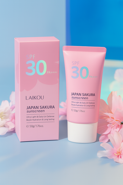 CAVEH Japan Sakura SPF 30 pink tube and box long-lasting floral scented sunscreen with hydrating UV defense