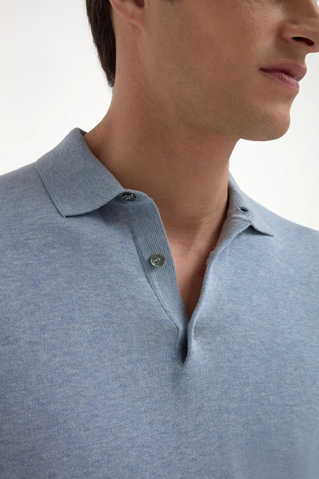 Light blue long sleeve polo - Made in Italy