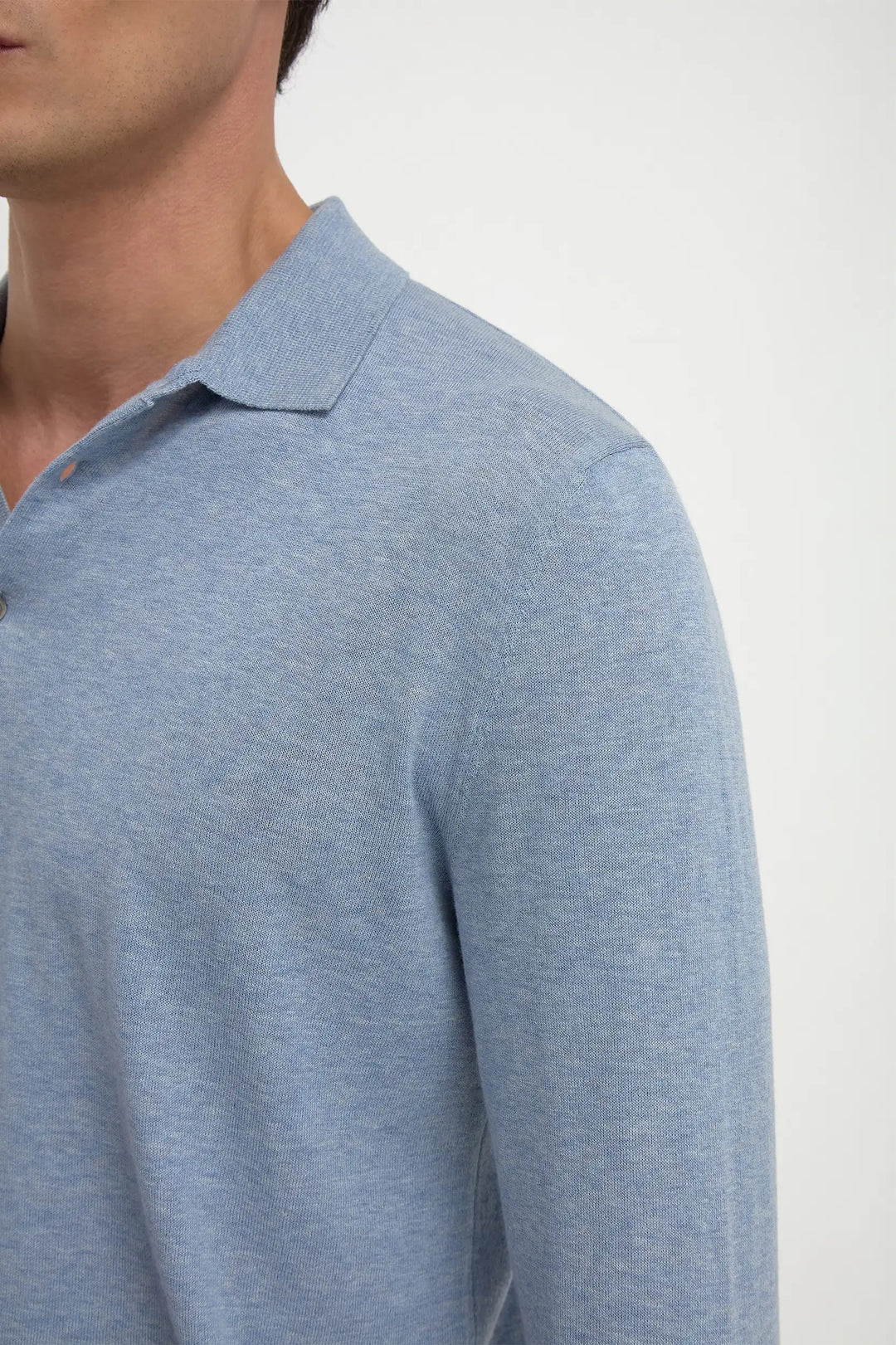 Light blue long sleeve polo - Made in Italy