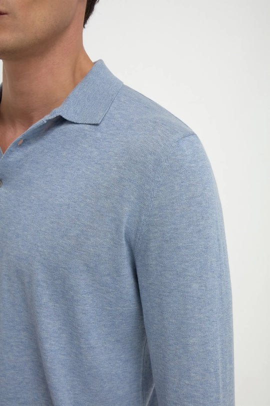 Light blue long sleeve polo - Made in Italy