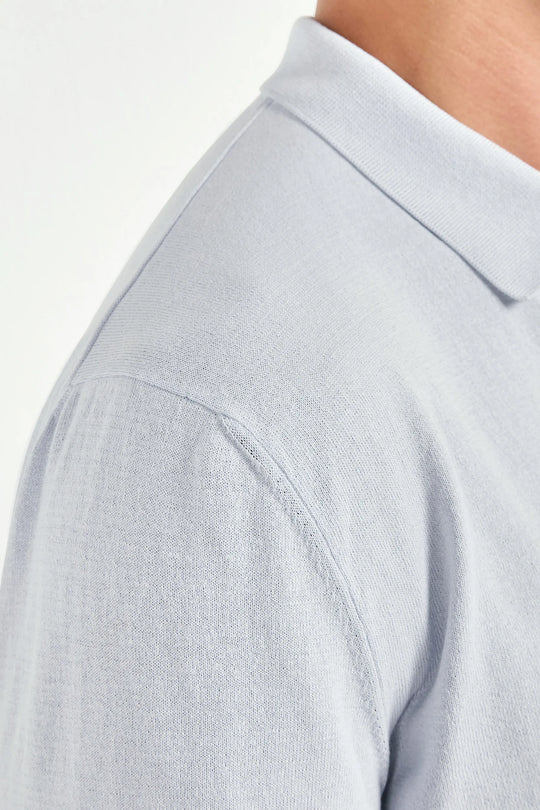 Light blue polo cardigan - Made in Italy