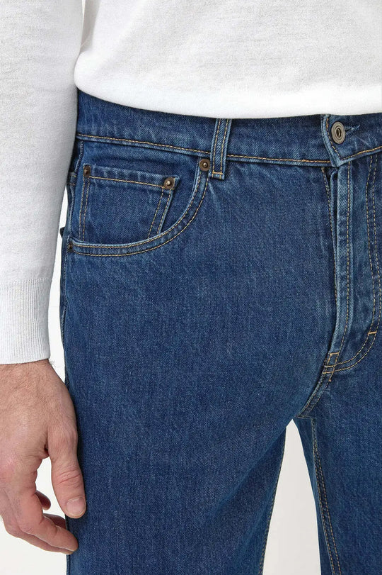 Mid-blue straight jeans - Candiani cotton - Made in Italy