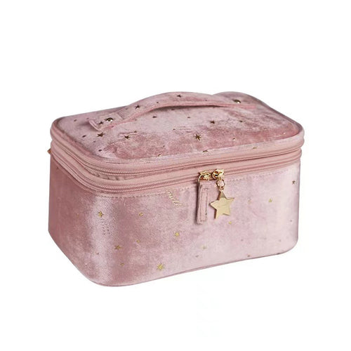 akhi Pink Velvet Star Compact washable beauty product case