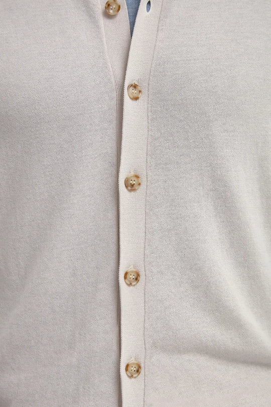 Stone polo cardigan - Made in Italy