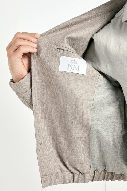 Taupe linen blend bomber - Made in Italy