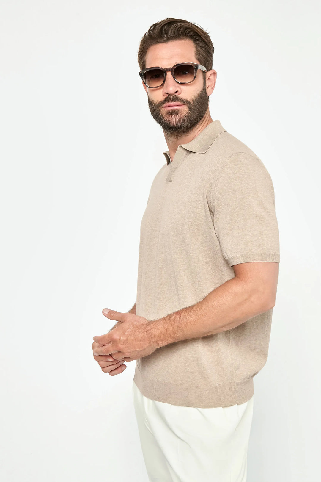 Taupe polo - Made in Italy