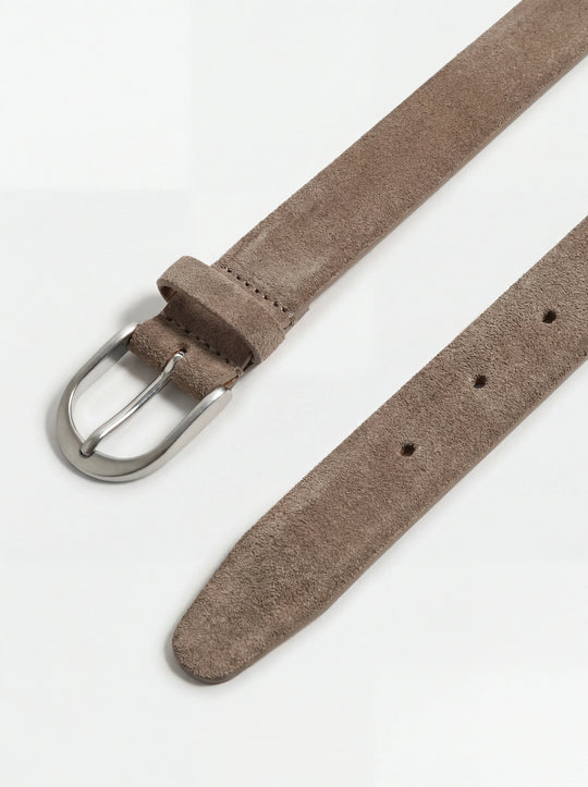 Taupe suede belt - Made in Italy