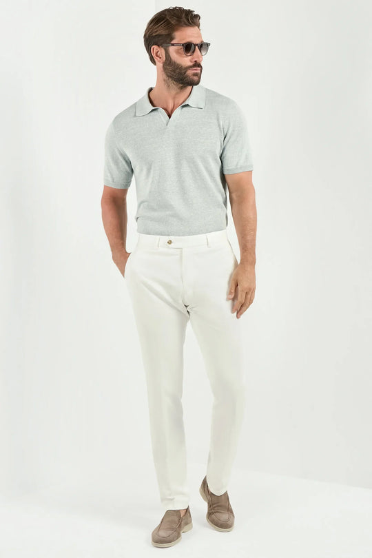 White cotton and linen Garda trousers - Made in Italy