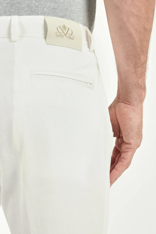 White cotton and linen Garda trousers - Made in Italy