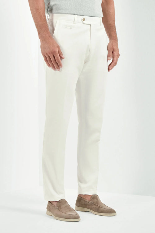White cotton and linen Garda trousers - Made in Italy