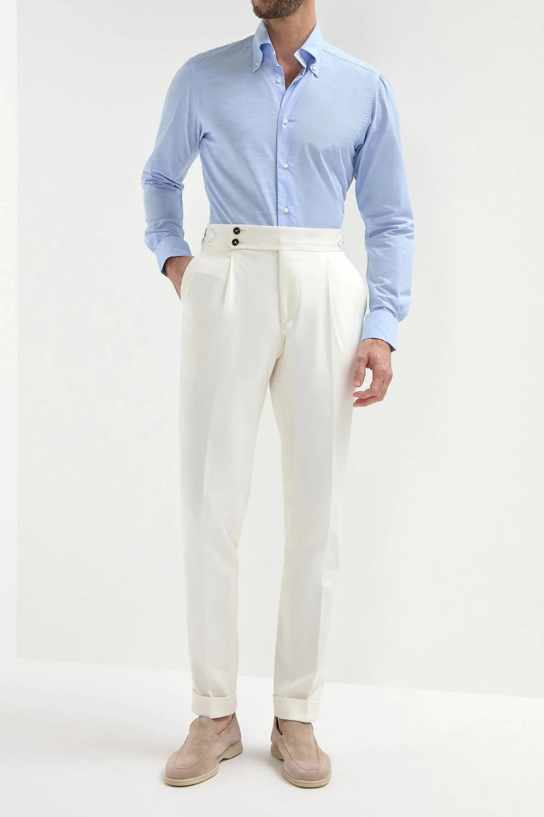 White cotton Soragna trousers - Made in Italy