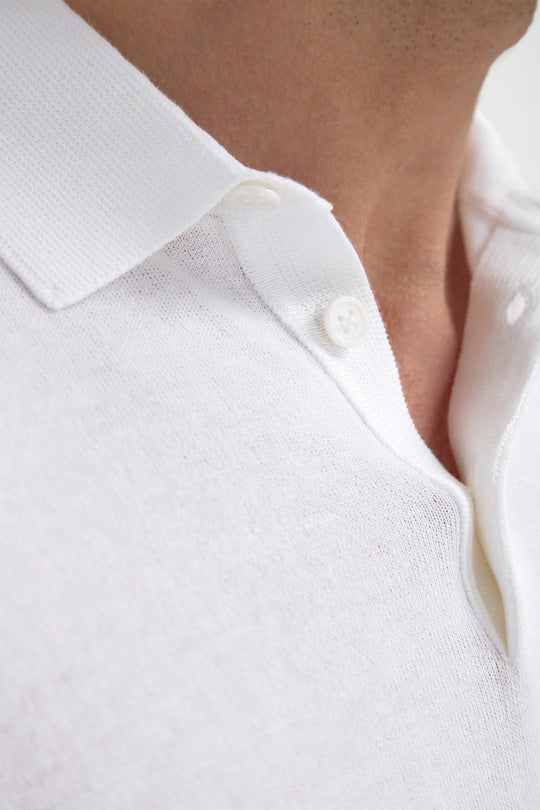 White long sleeve polo - Made in Italy