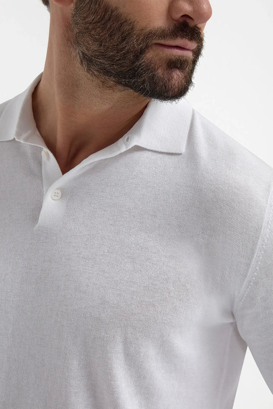 White long sleeve polo - Made in Italy
